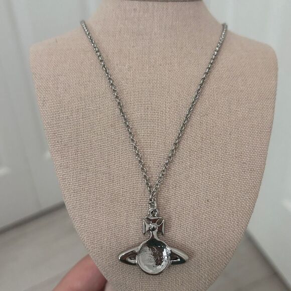 Vivienne Westwood Pink & Blue Mini Bas Relief Orb Necklace (item #193) - Picture 5 of 8